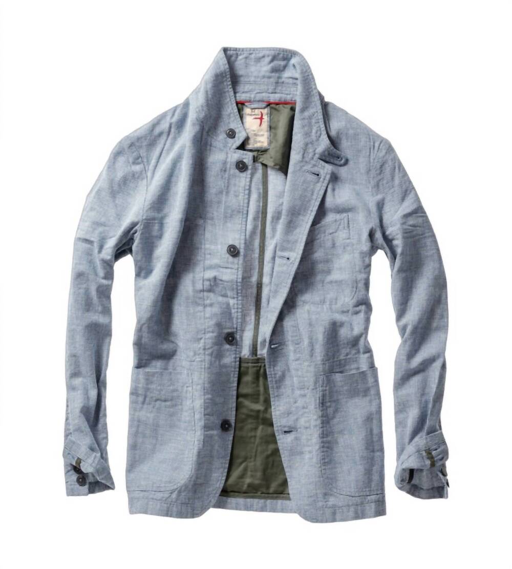 NEW RELWEN men's tropical trap blazer in blue white houndstooth